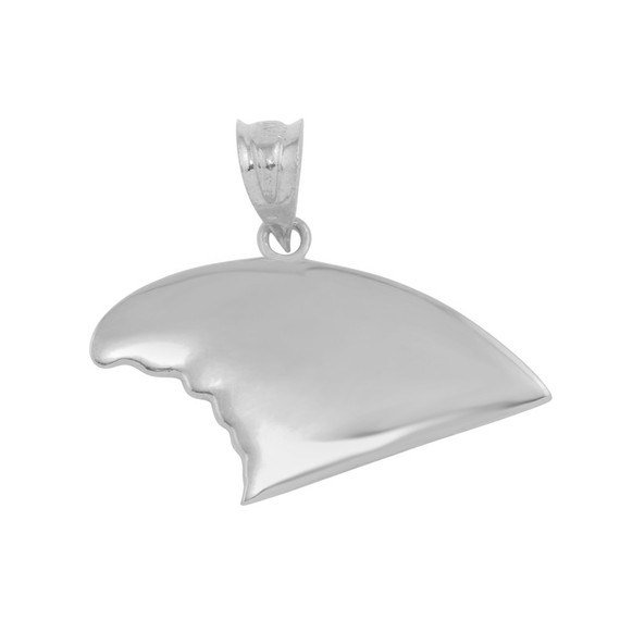 14k White Gold Shark Fin Pendant Necklace Earring Set