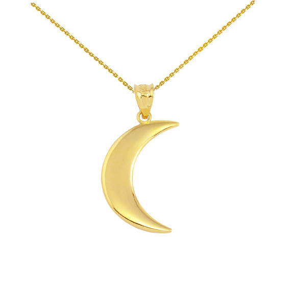 Gold Crescent Moon Pendant Necklace(Available in Yellow/White/Rose Gold)