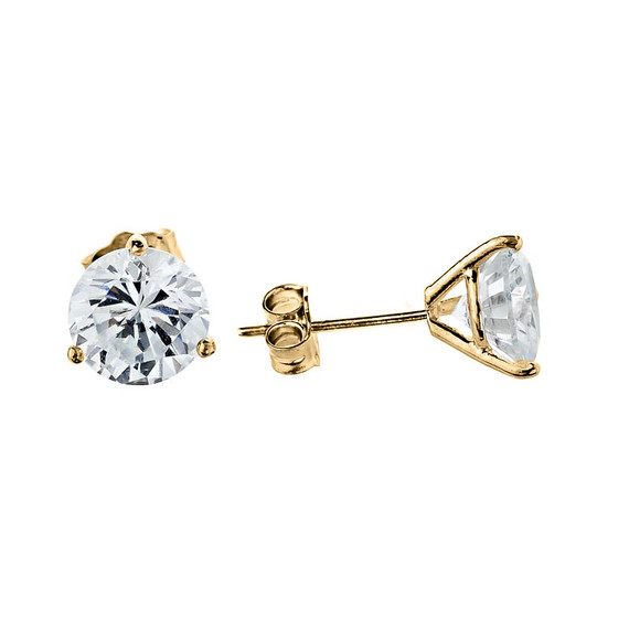 10K Yellow Gold CZ Martini Stud Earrings