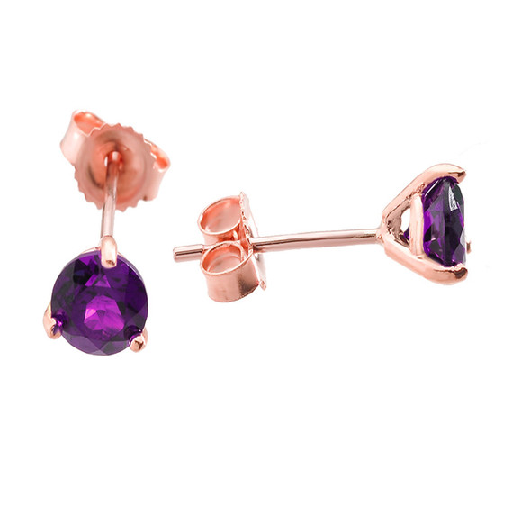 Rose Gold Amethyst Martini Stud Earrings