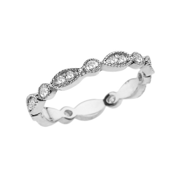 White Gold Fancy Anniversary/Engagement Eternity Band With Cubic Zirconia