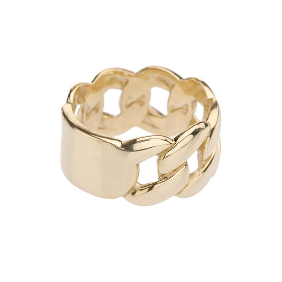 Gold Personalized ID Engravable Cuban Link Band/Ring