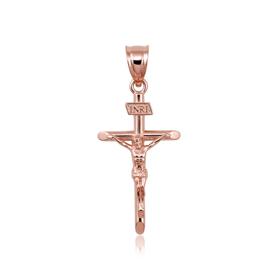 Solid Gold INRI Cross Pendant Necklace (Available in Yellow/Rose/White Gold)