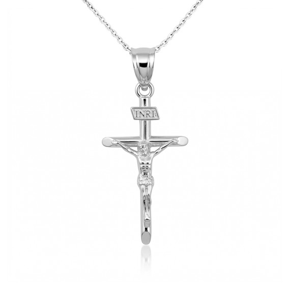 Solid Gold INRI Cross Pendant Necklace (Available in Yellow/Rose/White Gold)