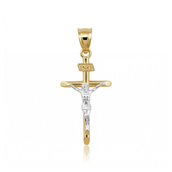 Solid Gold INRI Cross Pendant Necklace (Available in Yellow/Rose/White Gold)