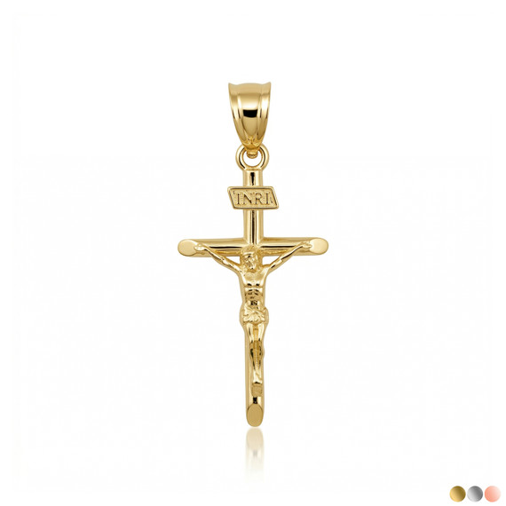 Solid Gold INRI Cross Pendant Necklace (Available in Yellow/Rose/White Gold)