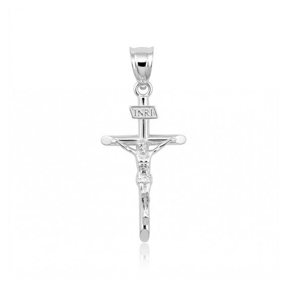 Sterling Silver Solid Cross Pendant Necklace ( 1.18")