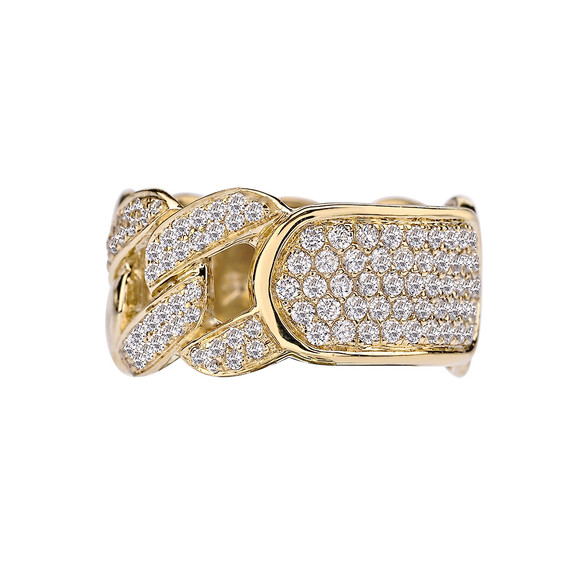 Gold Diamond Personalized ID Cuban Link Fancy Ring (Available in Yellow/Rose/White Gold)