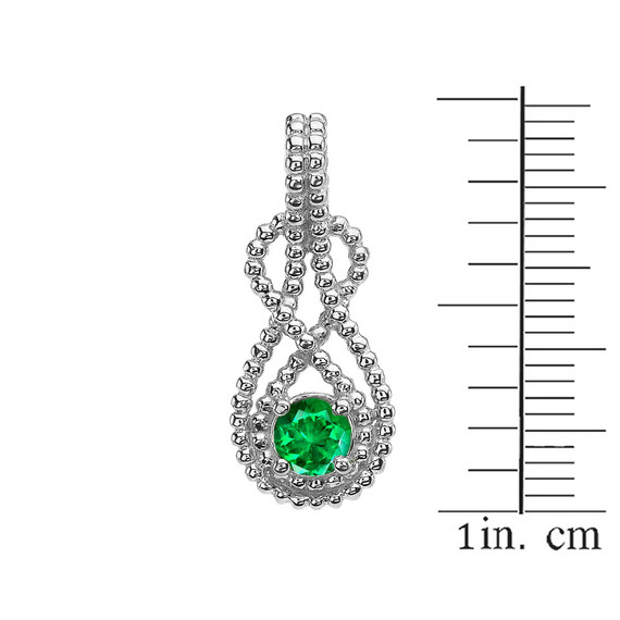 Sterling Silver Beaded 5 mm May Birthstone CZ Double Infinity Hidden Bail Pendant