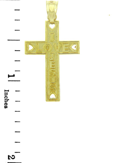 Yellow Gold Cross Pendant - The I Love Jesus Cross