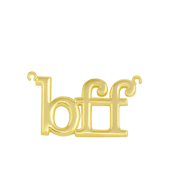 14k Solid Yellow Gold BFF Best Friends Forever Sideways Pendant Necklace