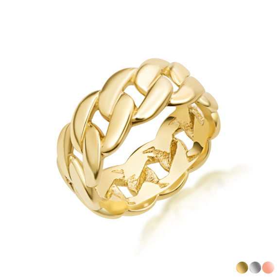 Gold Cuban Link Chain Ring 8mm