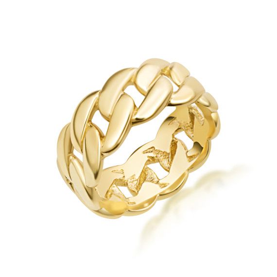 Gold Cuban Link Chain Ring 8mm