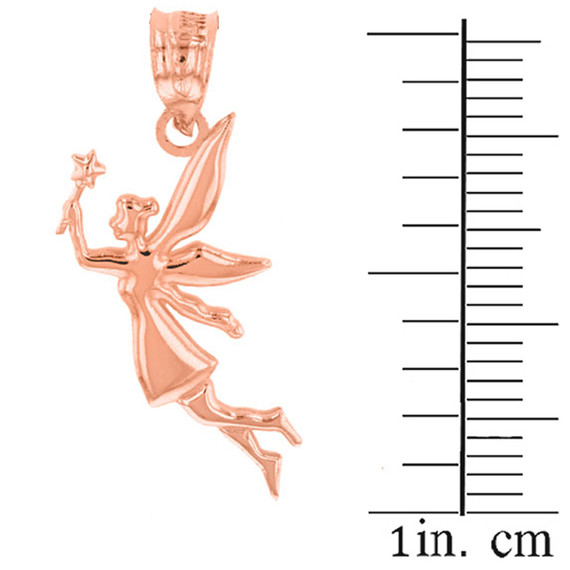 Rose Gold Angel Fairy Magic Wand Pendant Necklace