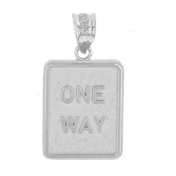 Sterling Silver One Way Street Traffic Sign Pendant Necklace