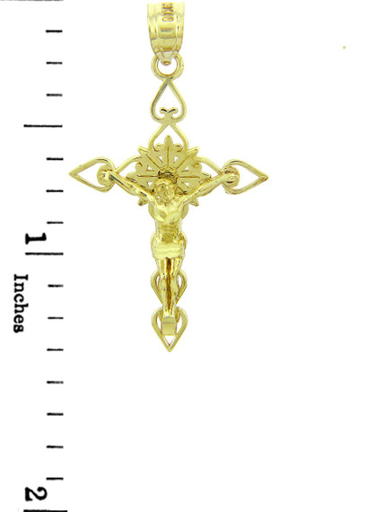 Yellow Gold Crucifix Pendant - The Good Shepherd Crucifix