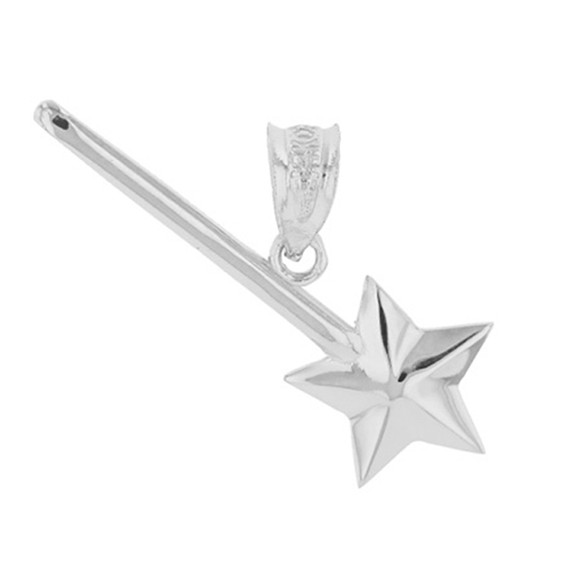 Sterling Silver Star Magical Wand Pendant Necklace