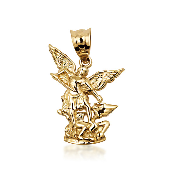 Gold Saint Michael Pendant Necklace (Available in Yellow Gold, Rose Gold, White Gold)