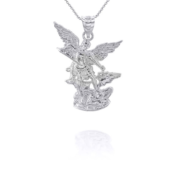 Sterling Silver St Michael The Archangel Pendant Necklace