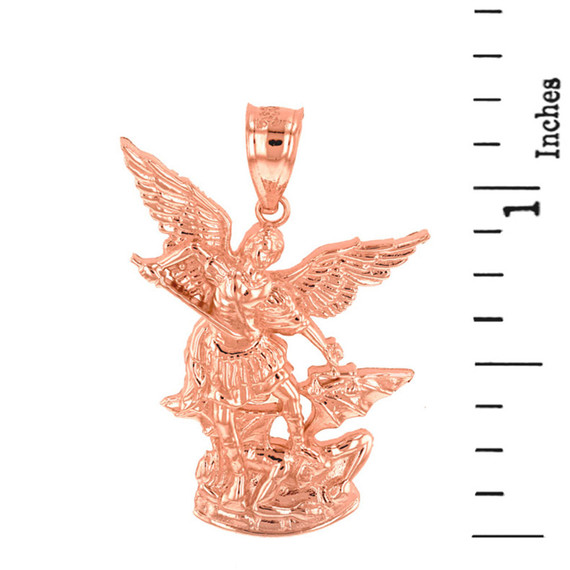 送税込【CRAFTD London】St Michael Pendant (Rose Gold) 国内発 Gold St Michael The Archangel Pendant Necklace (1.35)