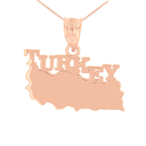 Rose Gold Turkey Country Pendant Necklace