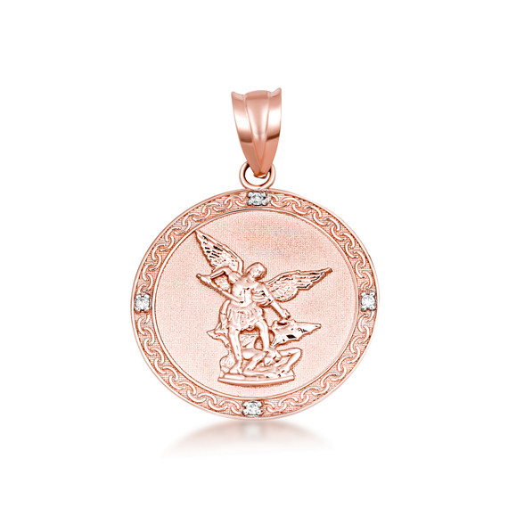 送税込【CRAFTD London】St Michael Pendant (Rose Gold) 国内発 Gold Saint Michael Pendant Necklace with Diamonds | Factory