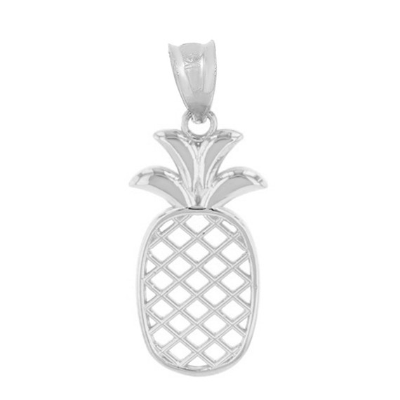 Solid Yellow Gold Pineapple Pendant Necklace