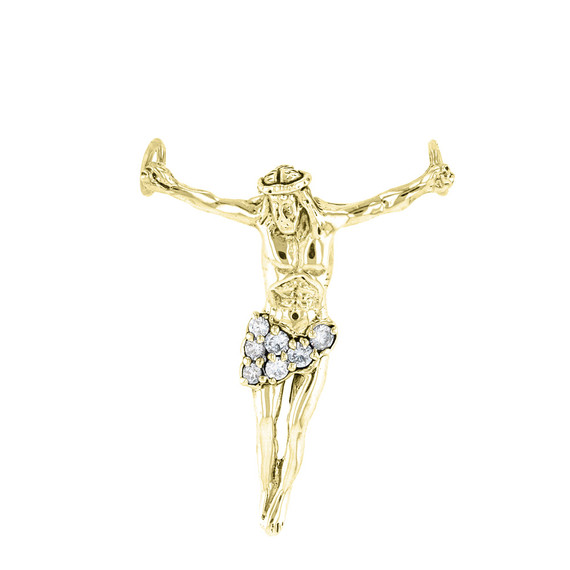 Yellow Gold Jesus Christ Crucifix Pendant Necklace