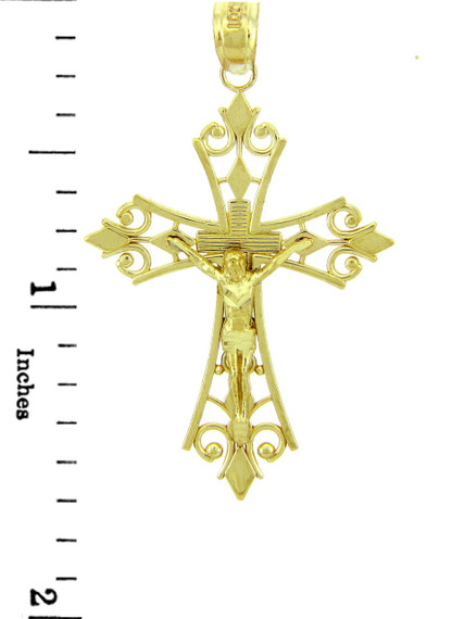 Yellow Gold Crucifix Pendant - The Worship Crucifix