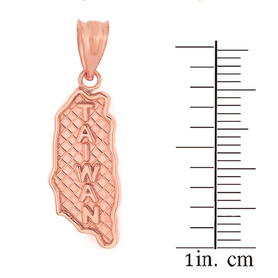 Solid Rose Gold Country of Taiwan Geography Pendant Necklace