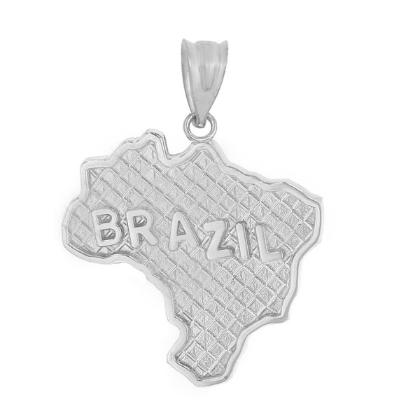 Sterling Silver Country of Brazil Geography Pendant Necklace