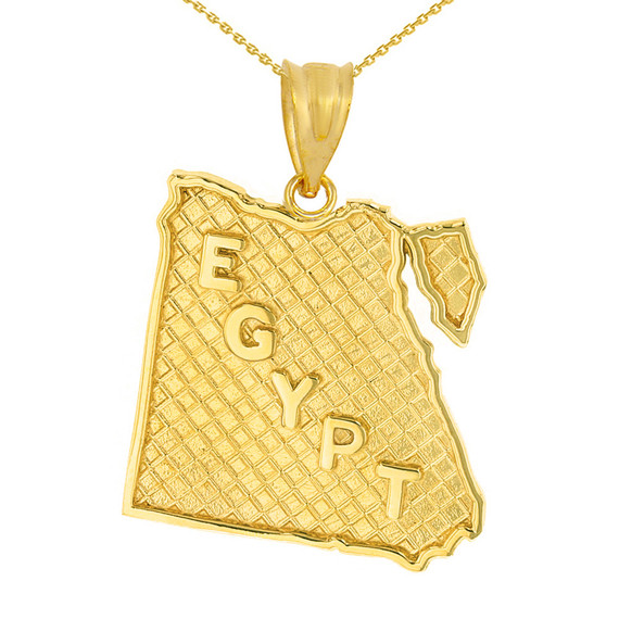 Solid Yellow Gold Country of Egypt Geography Pendant Necklace