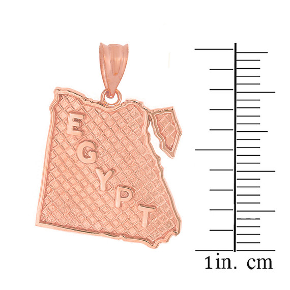 Solid Rose Gold Country of Egypt Geography Pendant Necklace