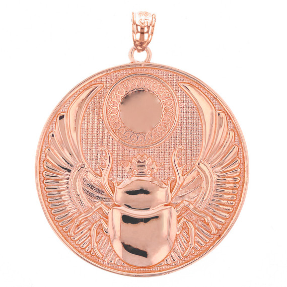 Rose Gold Ancient Egyptian Scarab Beetle Pendant Necklace