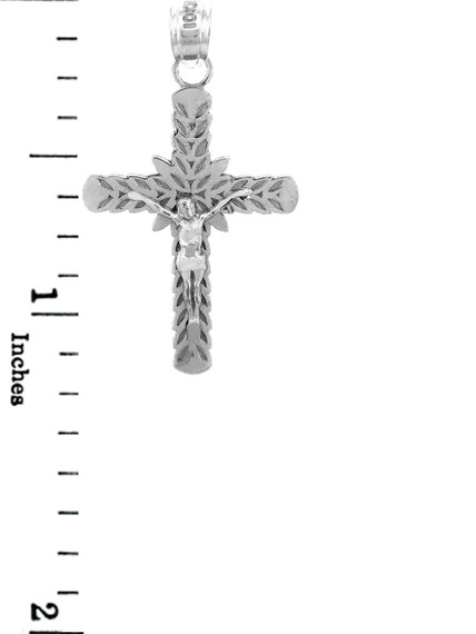 White Gold Crucifix Pendant - The Laurel Crucifix