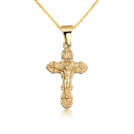 Gold Crucifix Jesus Cross Necklace