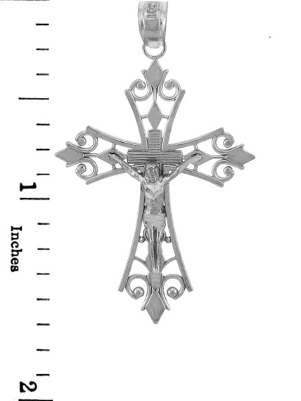 White Gold Crucifix Pendant - The Worship Crucifix