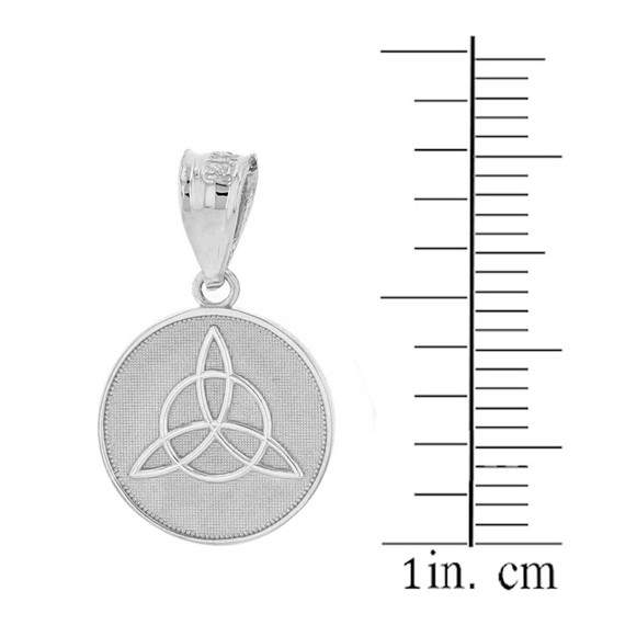 .925 Sterling Silver Triquetra Irish Celtic Disc Circle Pendant Necklace