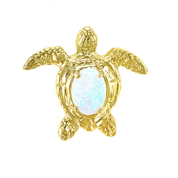 Yellow Gold Sea Turtle with Simulated Opal Shell