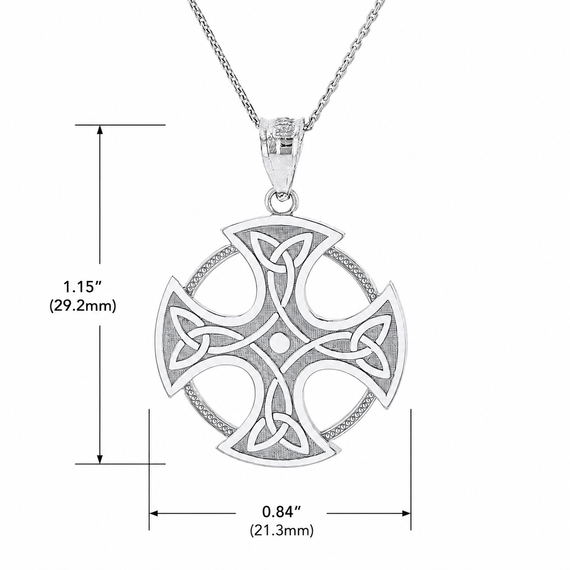 Gold Trinity Knot Celtic Cross Pendant Necklace(Available in Yellow/Rose/White)