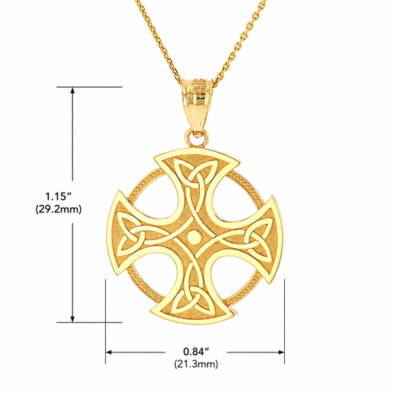 Gold Trinity Knot Celtic Cross Pendant Necklace(Available in Yellow/Rose/White)
