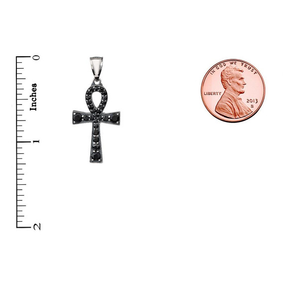 Sterling Silver Ankh Cross with Black Onyx - Factory Direct Jewelry