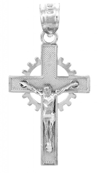 White Gold Crucifix Pendant - The Crown Crucifix