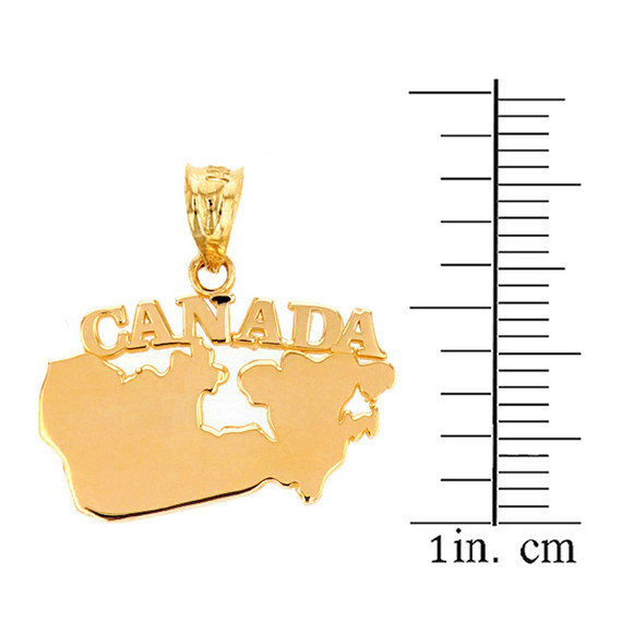 Solid Yellow Gold Canada Pendant Necklace