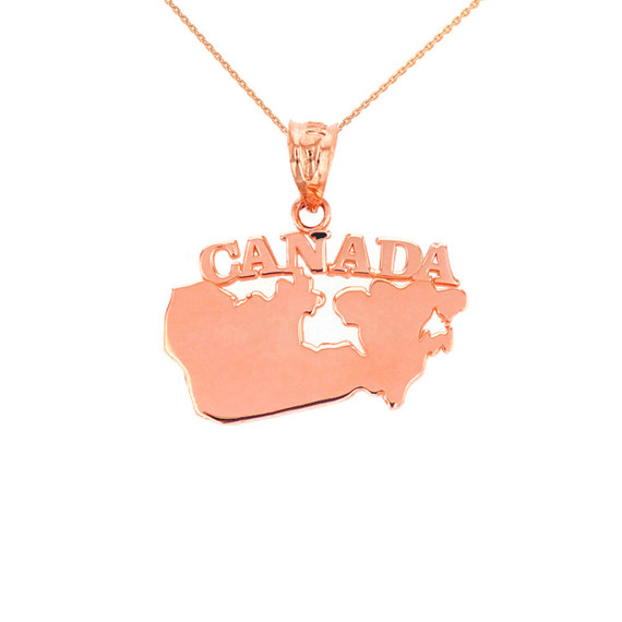 Solid Rose Gold Canada Pendant Necklace