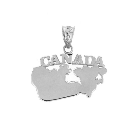 Solid White Gold Canada Pendant Necklace