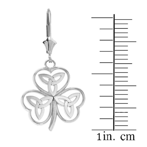 Sterling Silver Celtic Trinity Knot Shamrock Pendant Earring Set