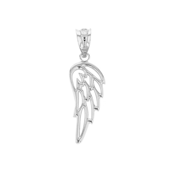 Sterling Silver Filigree Guardian Angel Wing Pendant Necklace