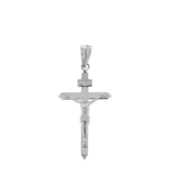 Sterling Silver Catholic INRI Jesus of Nazareth Crucifix Pendant Necklace 1.18" ( 29 mm)