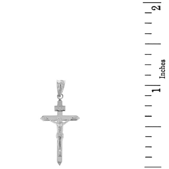 Sterling Silver Catholic INRI Jesus of Nazareth Crucifix Pendant Necklace 1.18" ( 29 mm)